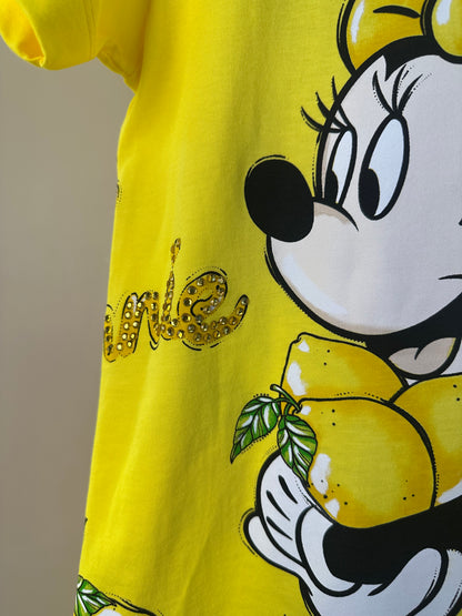Vestido Infantil Disney Amarelo Mickey e Minnie Limões - Animê