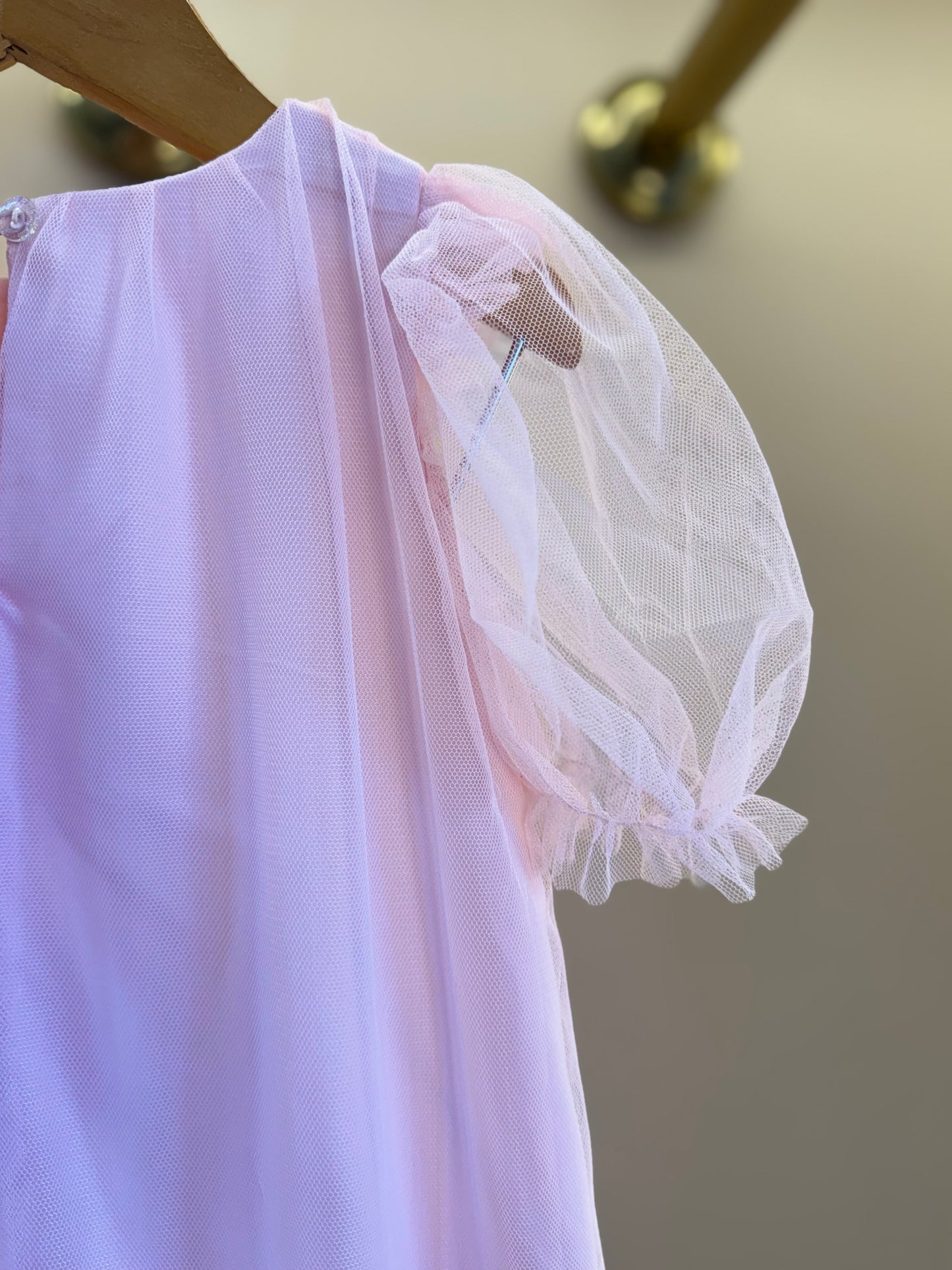 Vestido Infantil Trapézio Busto Bordado Corações Rosa - Mon Sucré