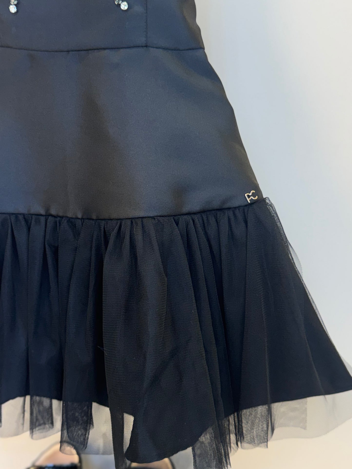Vestido Infantil Zibeline com Tule e Strass - Petit Cherie