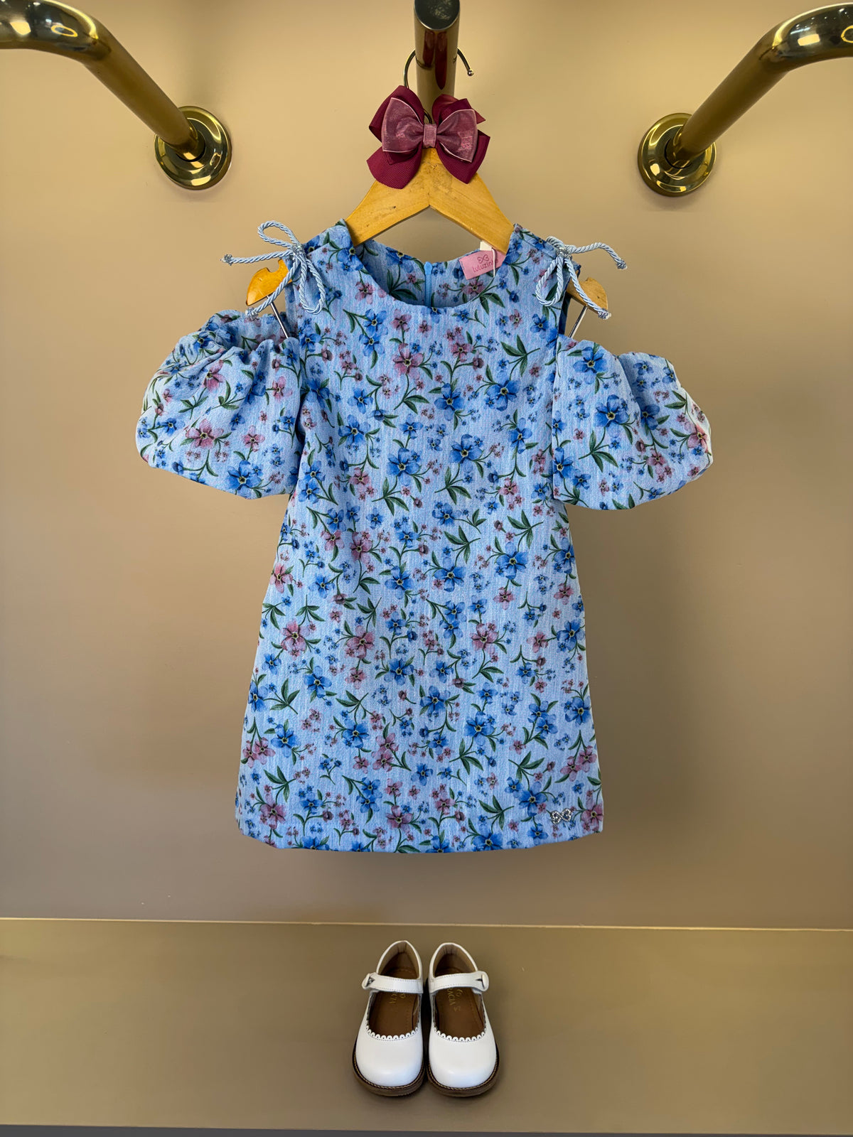 Vestido Infantil Estampa Floral Com Manga Balonê - Luluzinha