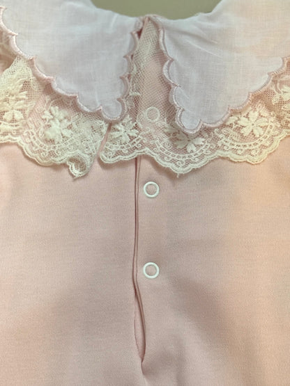 Saída de Maternidade Luxo Algodão Rosa Gola Bordada Manta Rendada - Roana