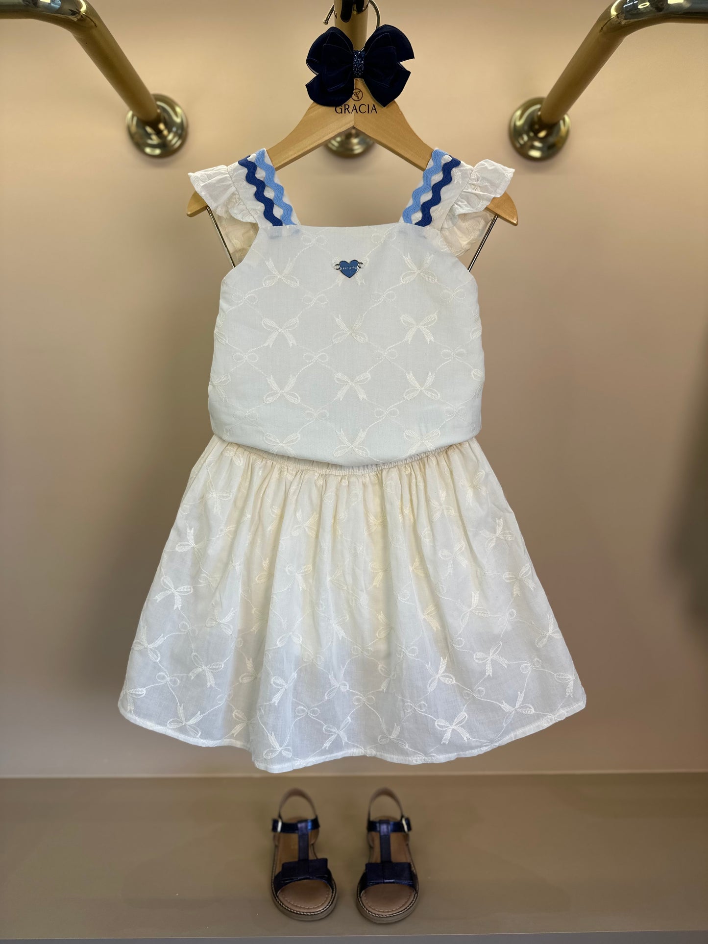 Conjunto Infantil Blusa e Saia Gelo Sianinha Azul - Momi