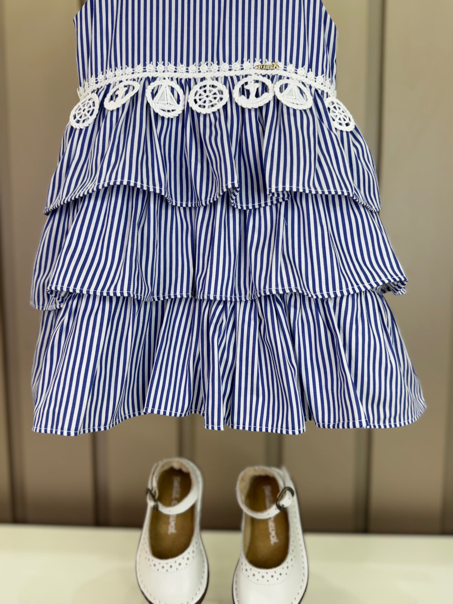 Vestido Bebê Marinheira Golinha, Lacinhos e Aplicações - Roana
