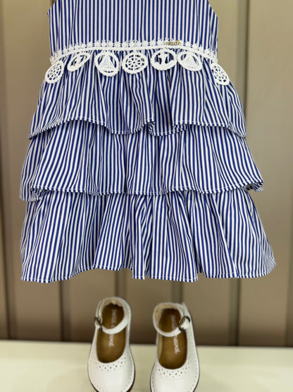 Vestido Bebê Marinheira Golinha, Lacinhos e Aplicações - Roana