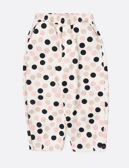 Conjunto Infantil Regata Ursinha Vestido de Poá e Calça Infantil Baggy Sarja Estampa Poá Bolsos Com Laços - Pituchinhus