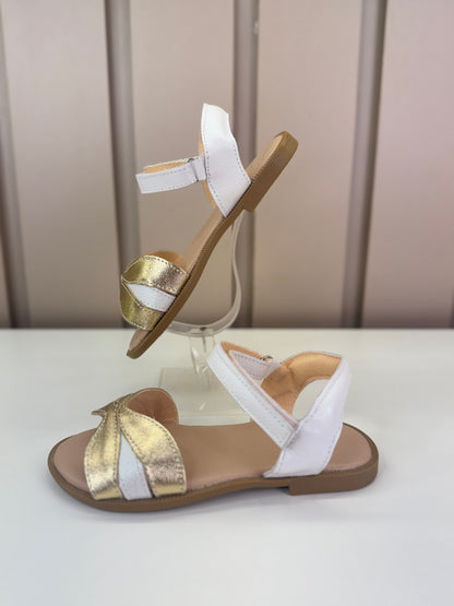 Sandália Infantil Flor Dourada Branca Perolada - Gracia