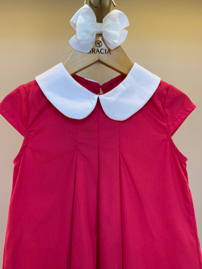 Vestido Infantil Jumper Gola Branca e Pregas - Beabá