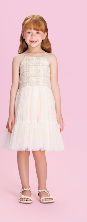 Vestido Infantil Busto Em Lastex e Saia Em Tule - Petit Cherie