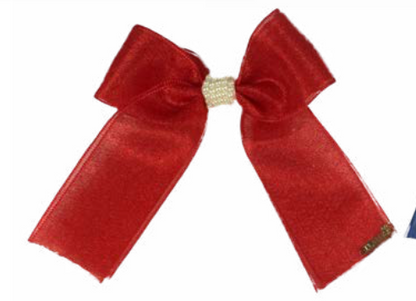 Laço Infantil Organza Vermelho Miolo Pérolas - Roana
