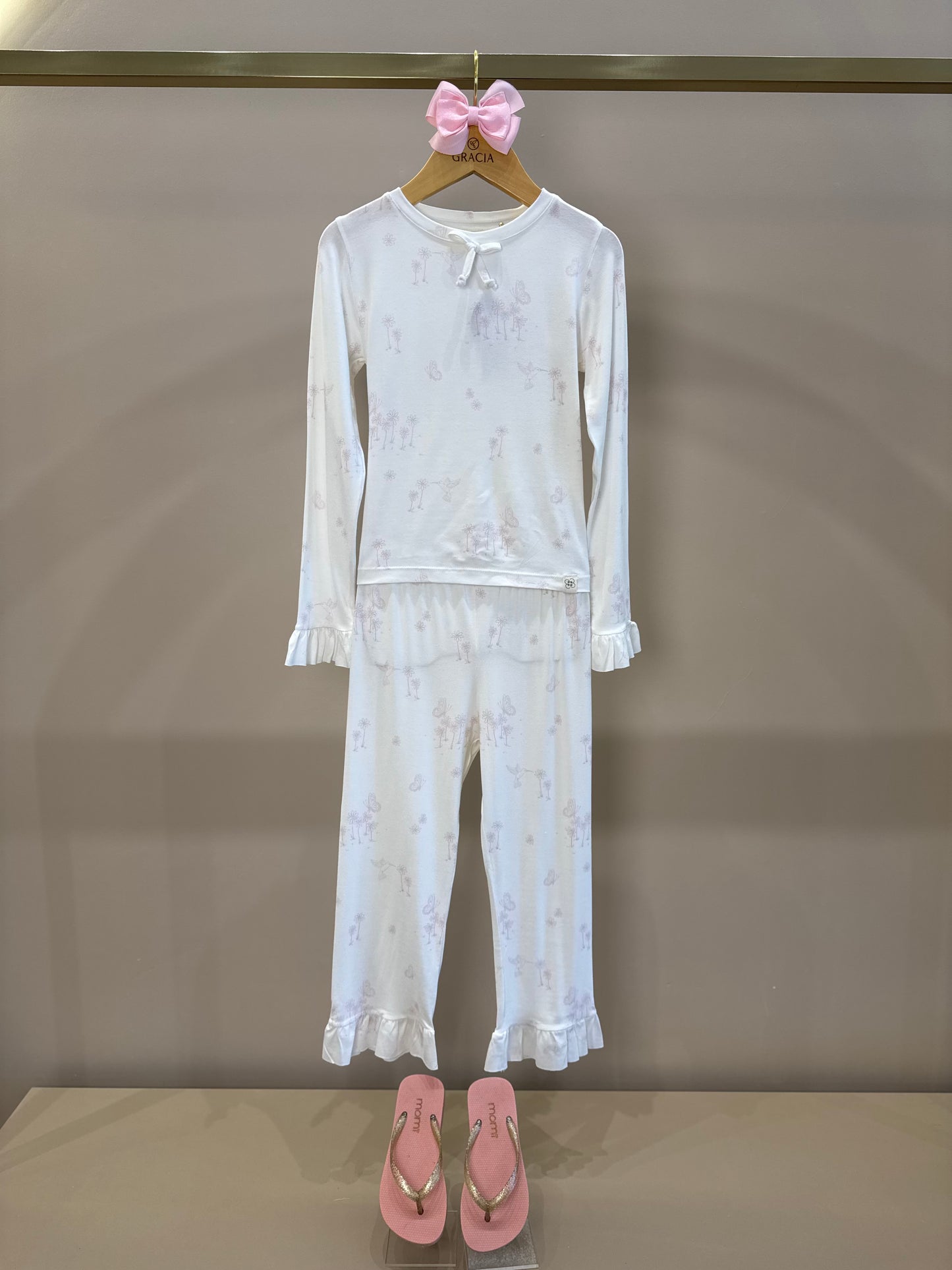 Pijama Infantil Comfy Blusa ML e Calça Butterfly Off White - Conforteca