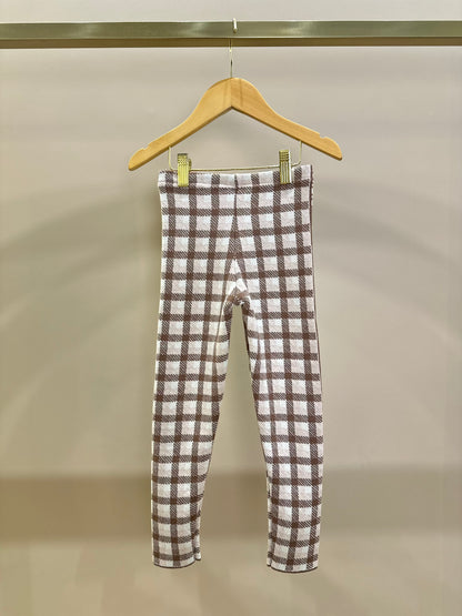 Legging Infantil Tricot Xadrez Marrom Marroque - Pituchinhus