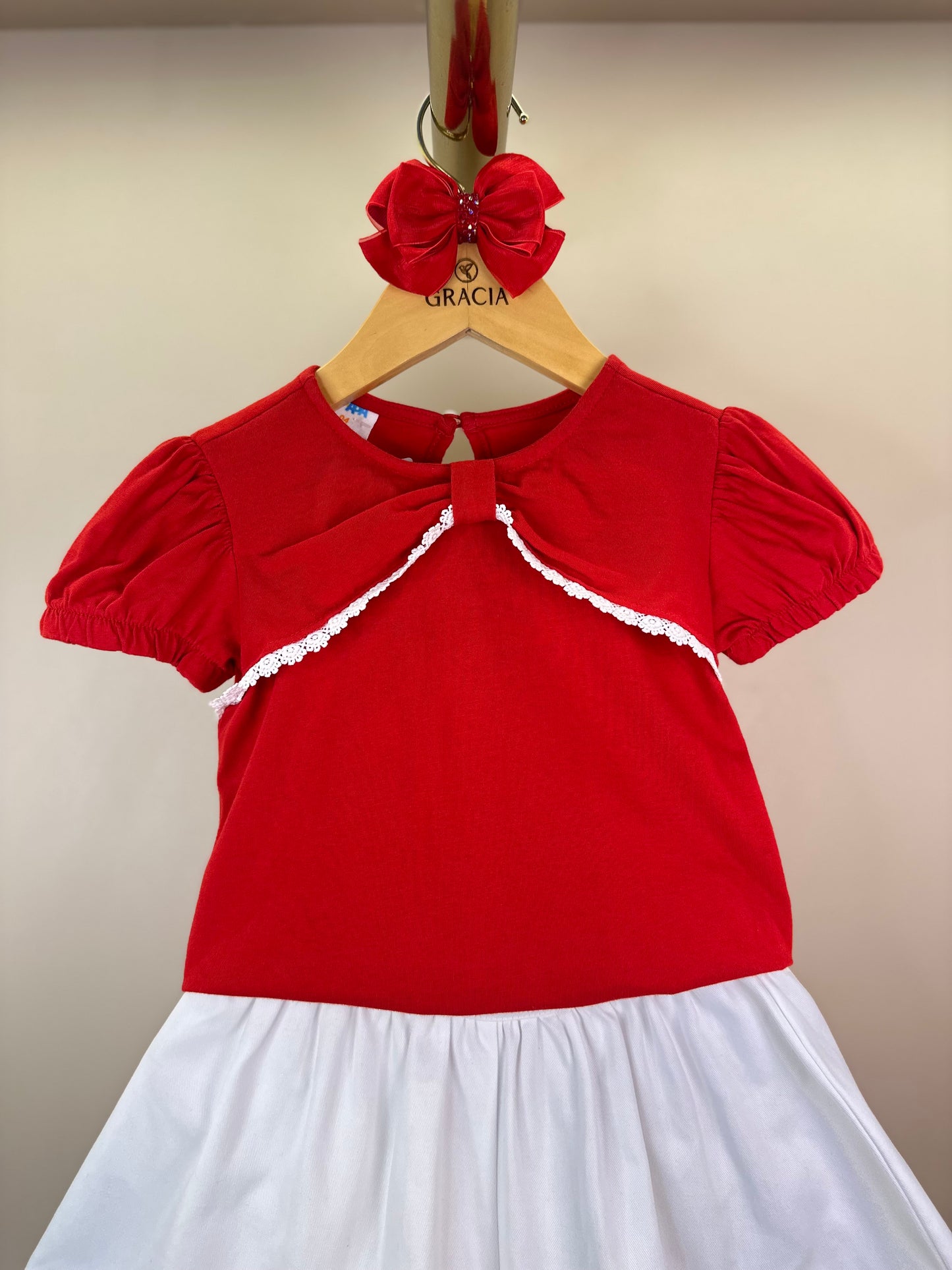 Conjunto Infantil Blusa Algodão Mangas Balonê e Short Evasê Sarja - Beabá
