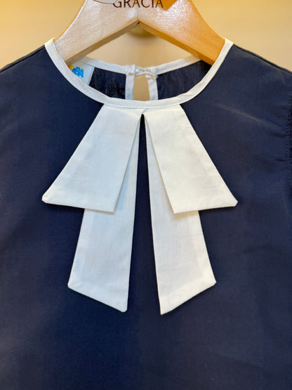 Conjunto infantil Bata Tricoline Laço e Shorts Marinho - Beabá
