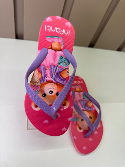 Chinelo Infantil Rosa Ursinha Com Sorvete e Bolsinha - Infanti