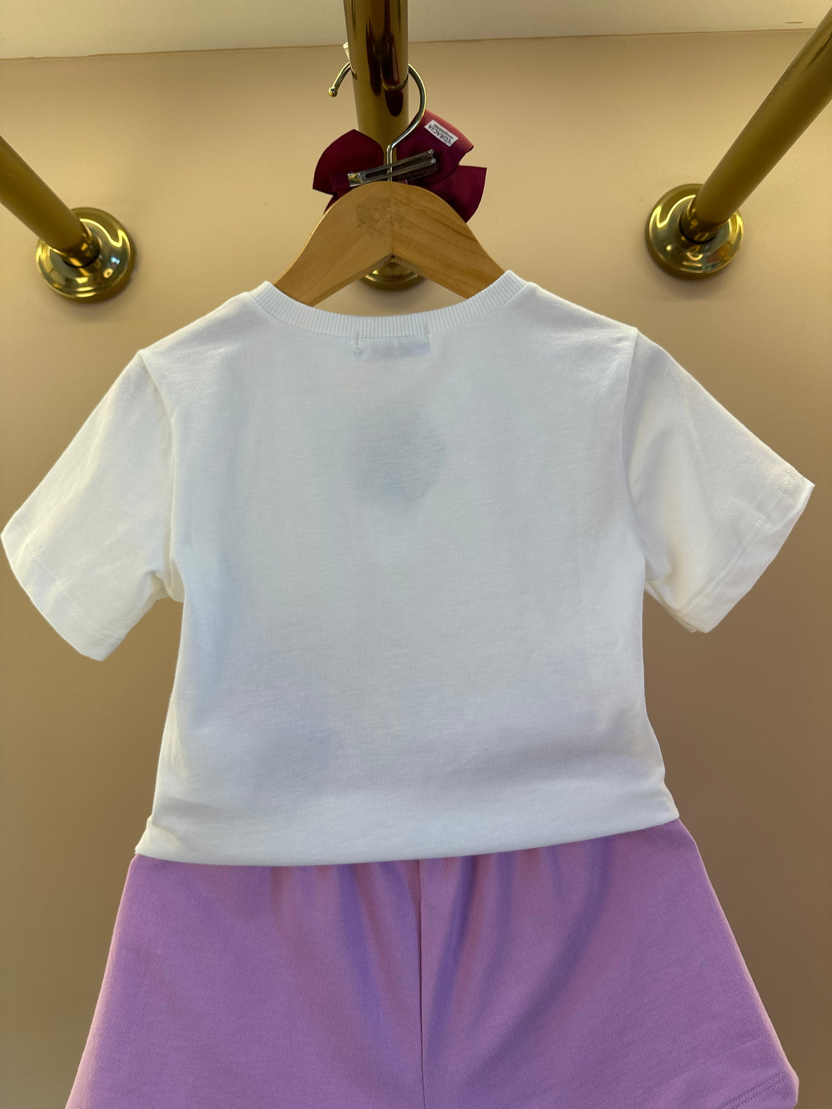 Conjunto Infantil Blusa Estampa Bolsa Transversal e Shorts Cós Elástico Franzido- Momi