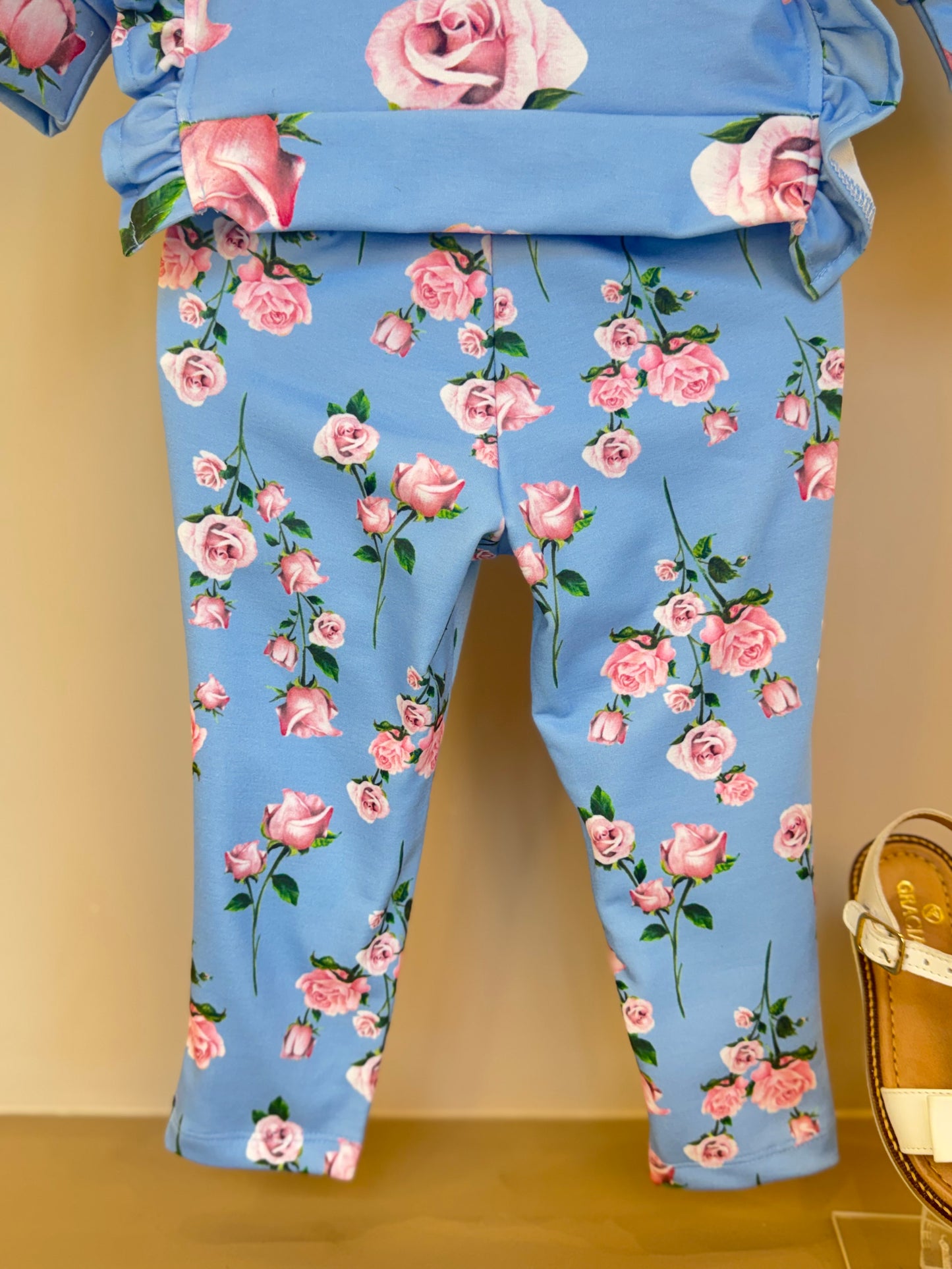Conjunto Infantil Moletinho Blusa Abertura Lateral e Strass e Calça Montaria Floral - Luluzinha