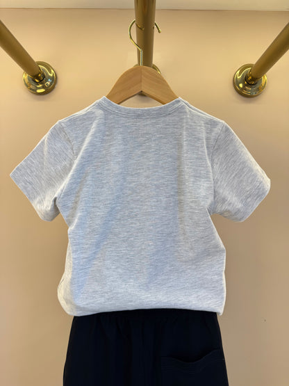 Conjunto Infantil Camiseta Cinza LJ e Bermuda Preta - Little Johnny