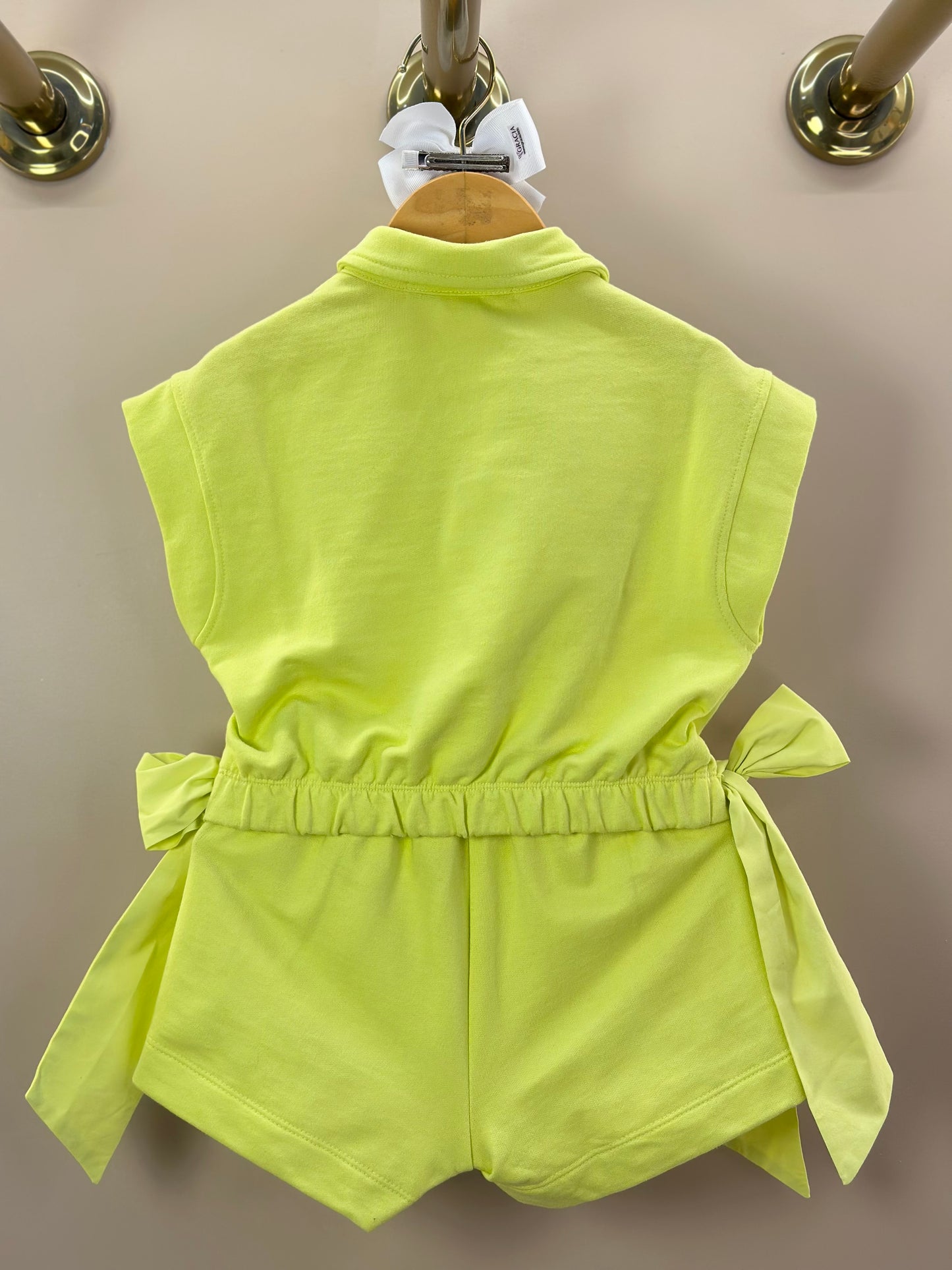 Conjunto Infantil Blusa Laços Laterais e Saia-shorts Pregas Verde Melão - Animê