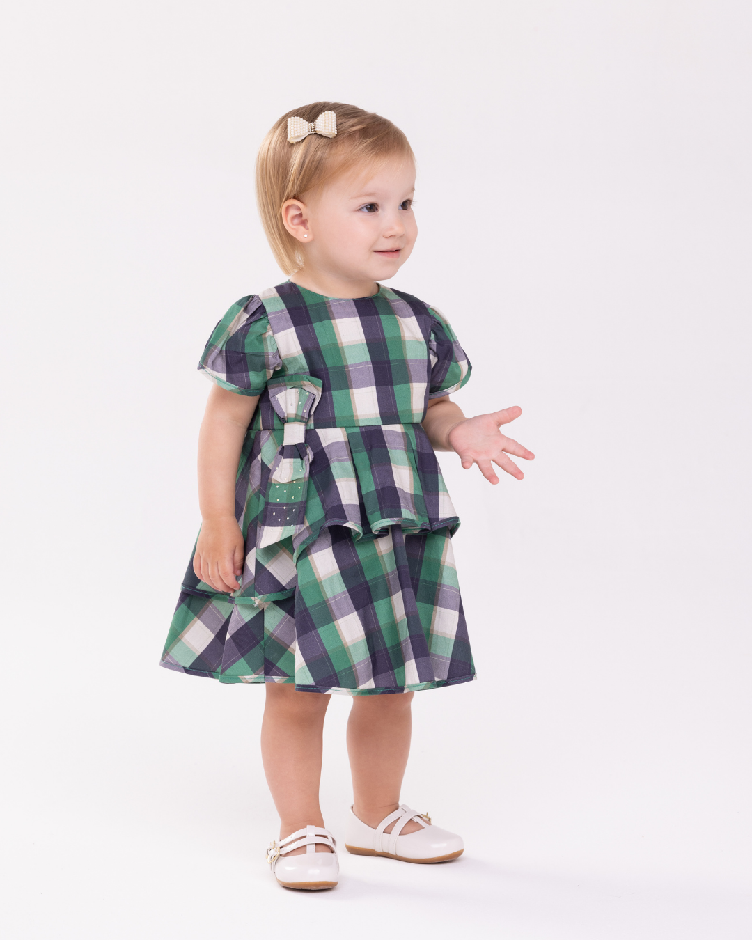 Conjunto Bebê Vestido Xadrez Verde - Charpey