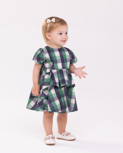 Conjunto Bebê Vestido Xadrez Verde - Charpey