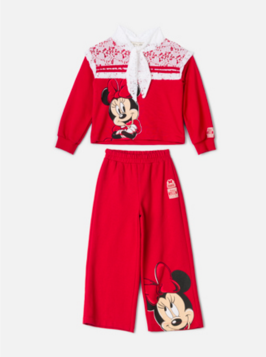 Conjunto Infantil Casaco e Calça Minnie Vermelho Berry - Animê PRÉ-VENDA