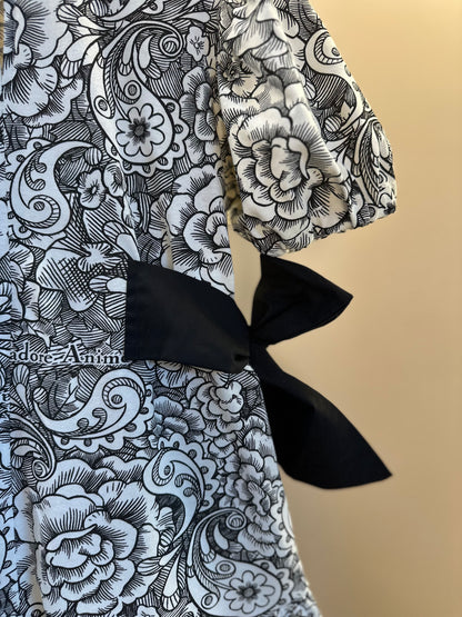 Vestido Infantil Floral Paisley Laços Preto - Animê