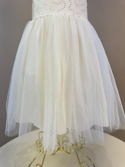 Vestido Infantil Festa com Capa Tule Bordado Creme - Petit Cherie