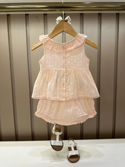 Conjunto Bebê Bata Golinha Bordados e Calcinha - Petit Cherie