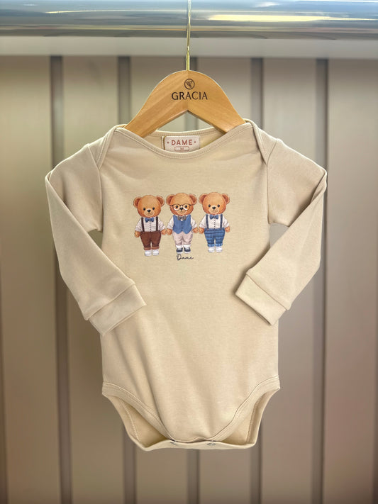Body Bebê Suedine Algodão ML Trio Teddy - Dame