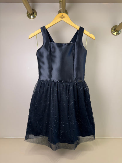 Vestido Teen Saia Em Tule Brilhante Preto - Vanilla Cream