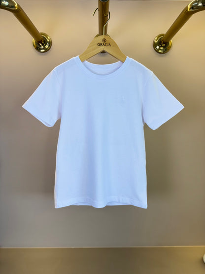 Camiseta Infantil Básica Algodão MC Branca - Dudes
