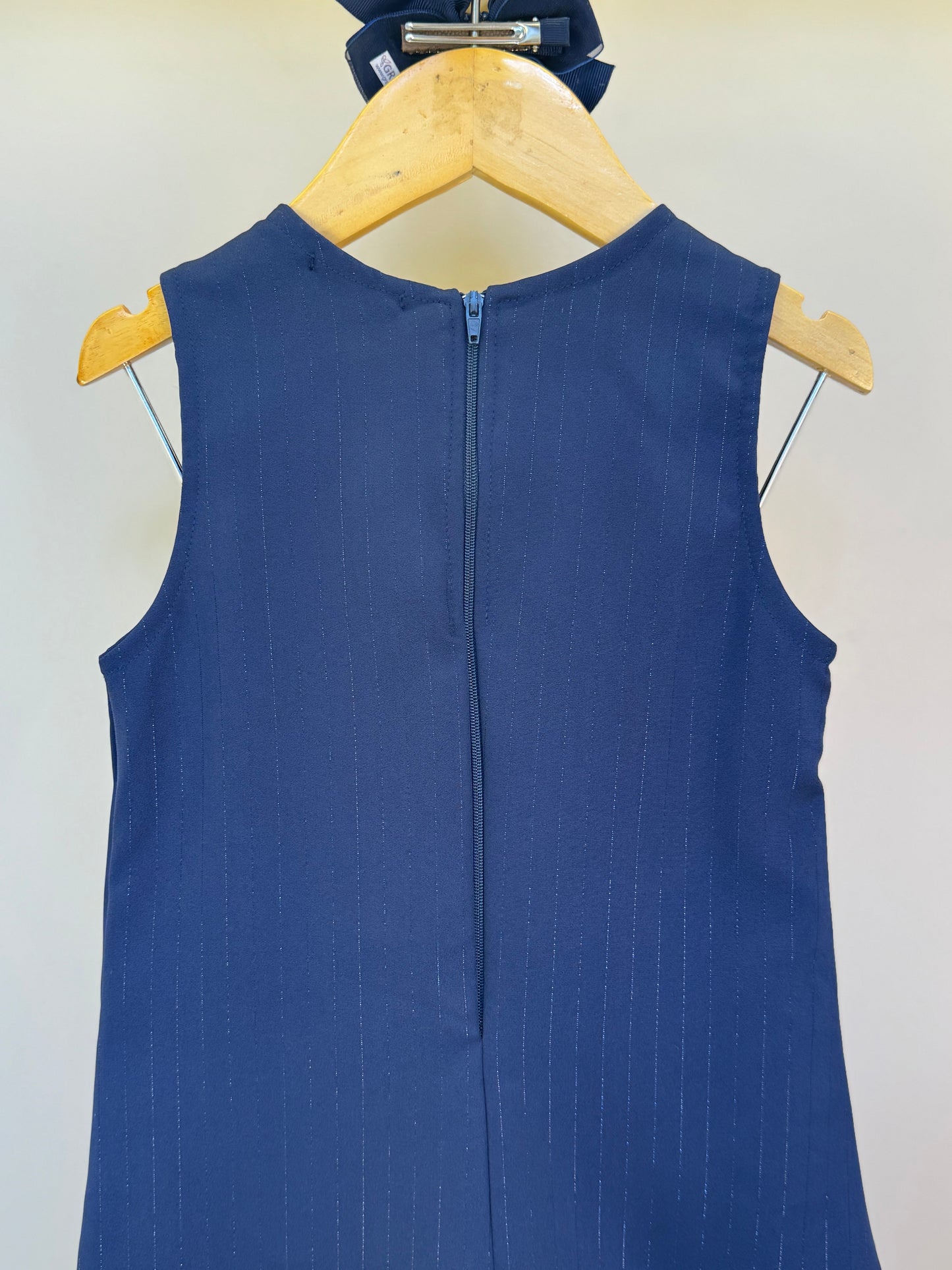 Vestido Infantil Trapézio Alfaiataria Risca de Giz Marinho - Luluzinha