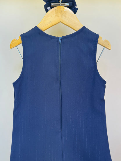 Vestido Infantil Trapézio Alfaiataria Risca de Giz Marinho - Luluzinha