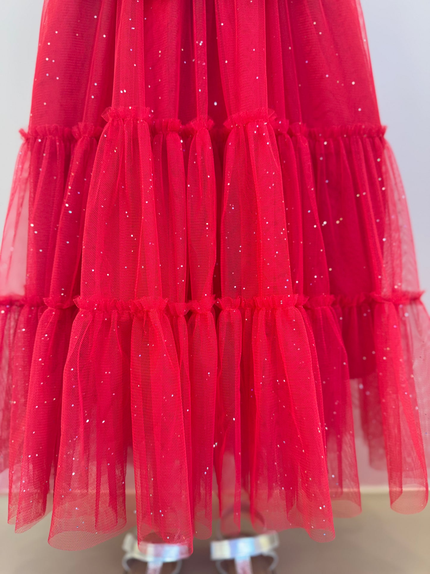 Vestido Infantil Tule Glitter e Laço Festa - Petit Cherie