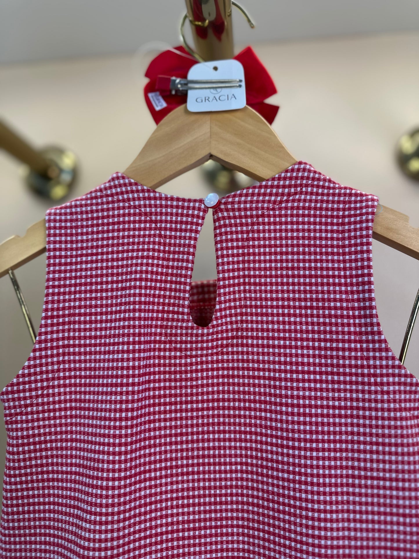 Vestido Infantil Jumper Jacquard Xadrez Vermelho - Beabá