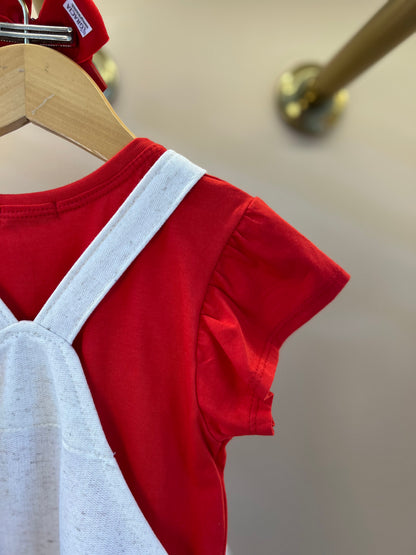 Salopete Infantil Estampada Ursa e Blusa Vermelha - Infanti