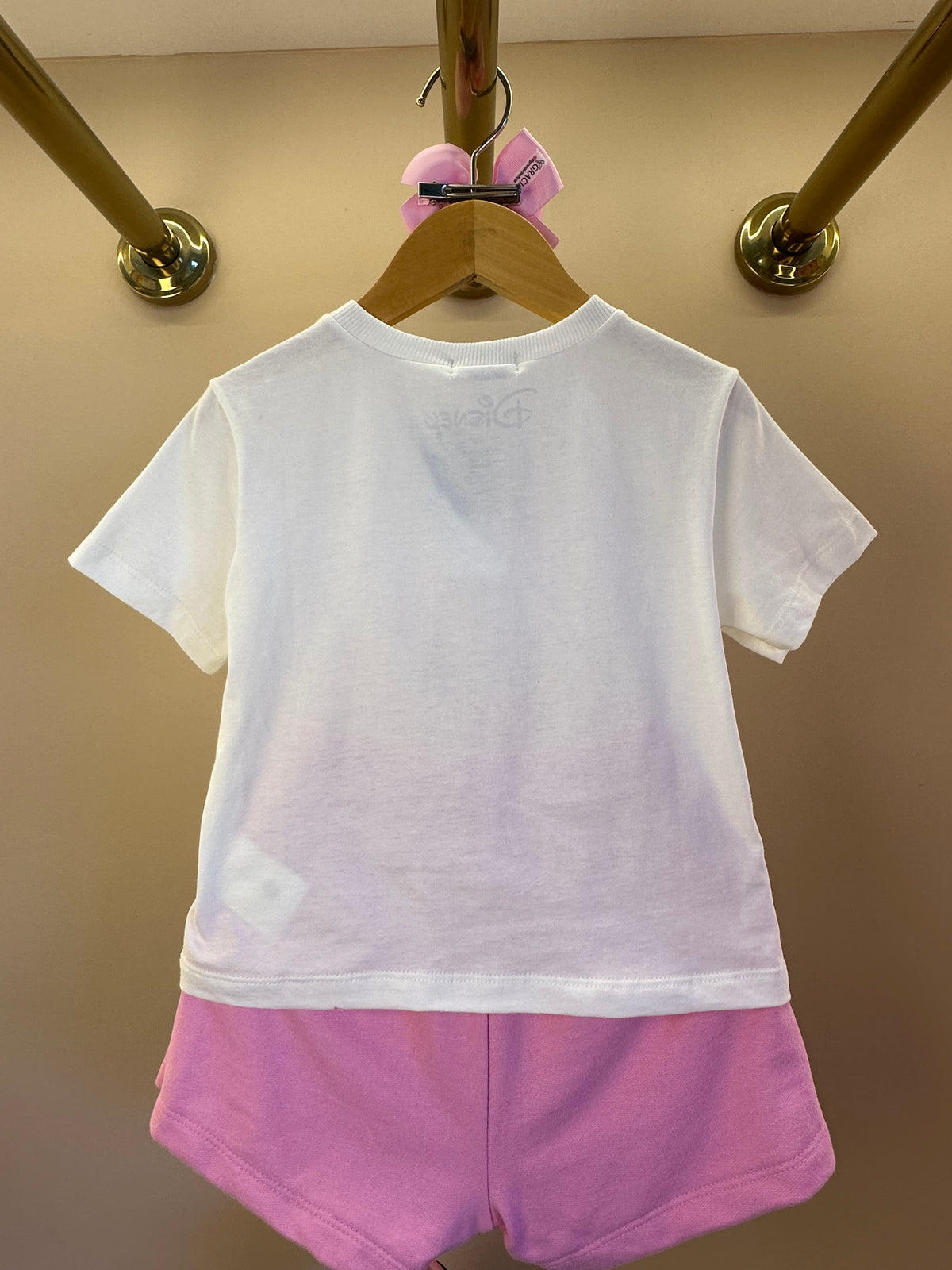 Conjunto Infantil Blusa Daisy Duck Com Laço e Shorts Saia Com Cós de Elástico - Momi