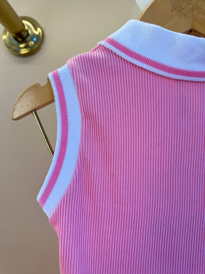 Vestido Infantil Gola Polo Rosa - Infanti