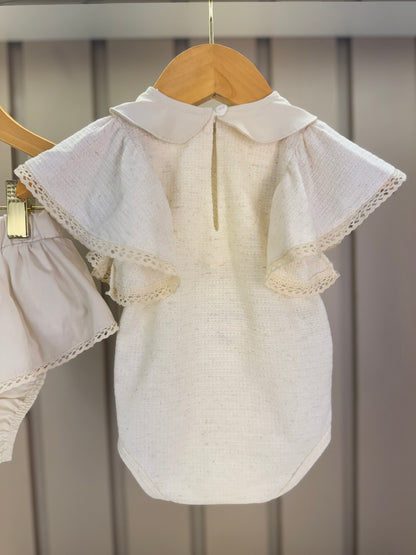 Conjunto Bebê Body Golinha e Calcinha Babado Pérola - Charpey