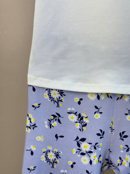 Conjunto Infantil Blusa Mangas Tule e Calça Legging Estampada - Petit Cherie