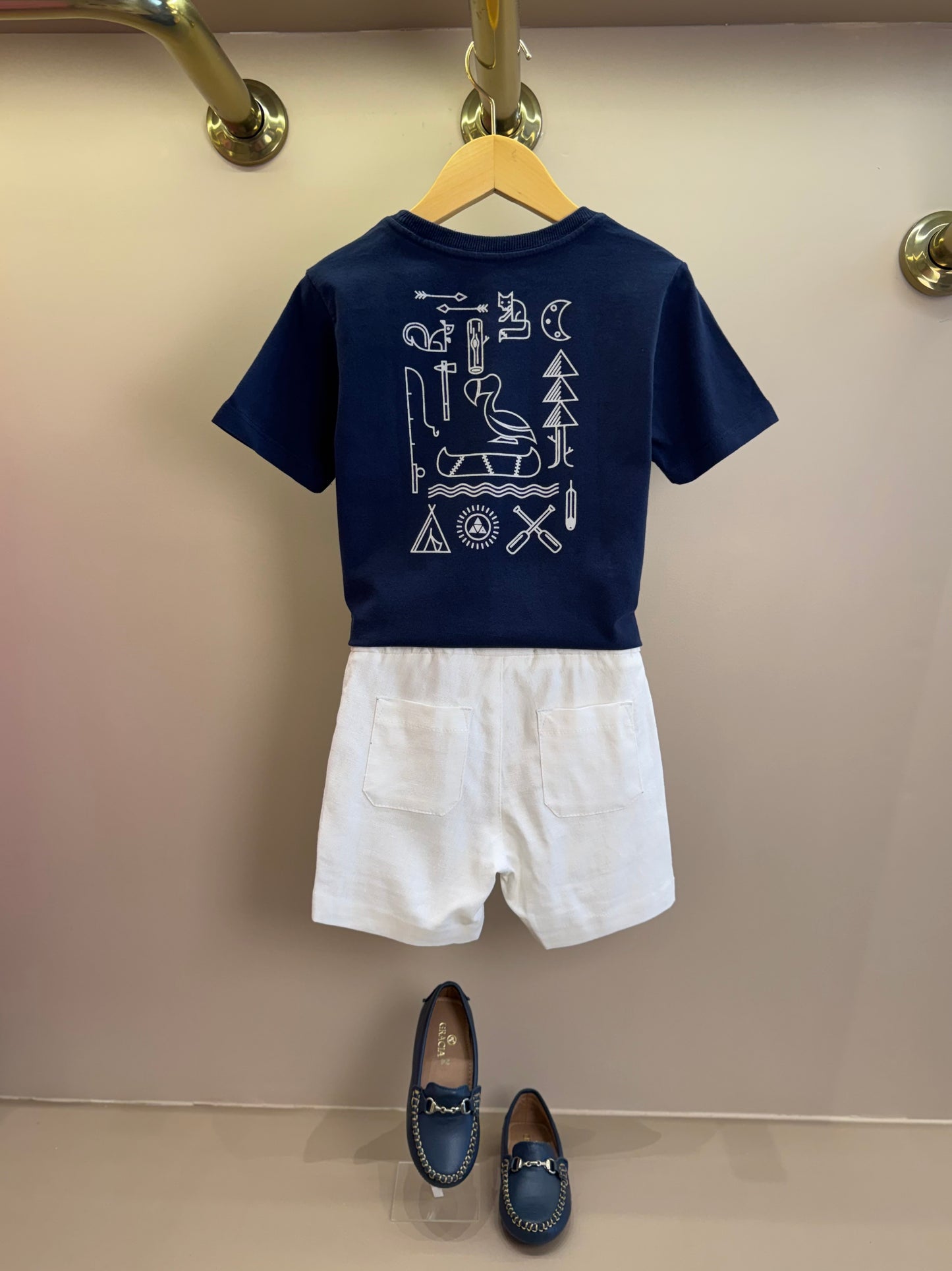 Camiseta Infantil Marinho Estampada Costas - Dudes