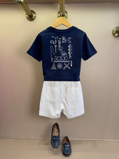 Camiseta Infantil Marinho Estampada Costas - Dudes