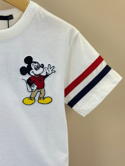 Conjunto Infantil Camiseta Pérola Mickey e Bermuda Sarja Bege - Youccie