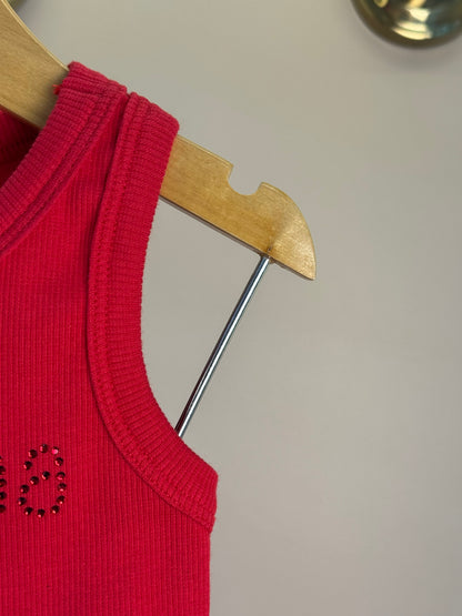 Conjunto Infantil Vermelho Blusa Com Strass e Shorts Moletom Acessório de Urso - Luluzinha