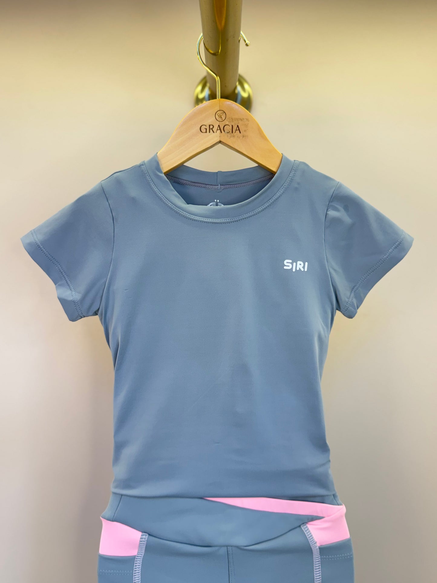 Conjunto Infantil Blusa Maria Cloud Ballet Cinza e Bermuda Sara Ballet Cinza - Siri Sport