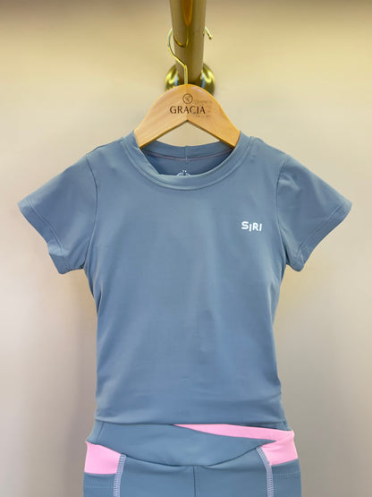 Conjunto Infantil Blusa Maria Cloud Ballet Cinza e Bermuda Sara Ballet Cinza - Siri Sport