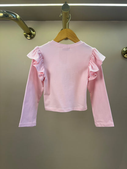 Blusa Infantil Manga Longa Com Laço Rosa - Luluzinha