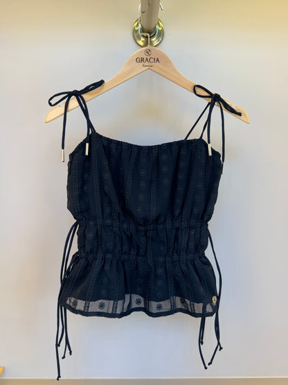Blusa Teen Cropped Chiffon Bordado  - Two In