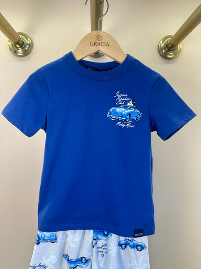 Conjunto Infantil T - Shirt Mickey Mouse e Bermuda Estampa Carros Clássicos - Youccie