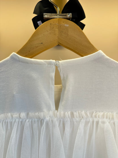 Conjunto Infantil Blusa  Bordada e Babados Pérola e Shorts Jeans Laço Preto - Animê